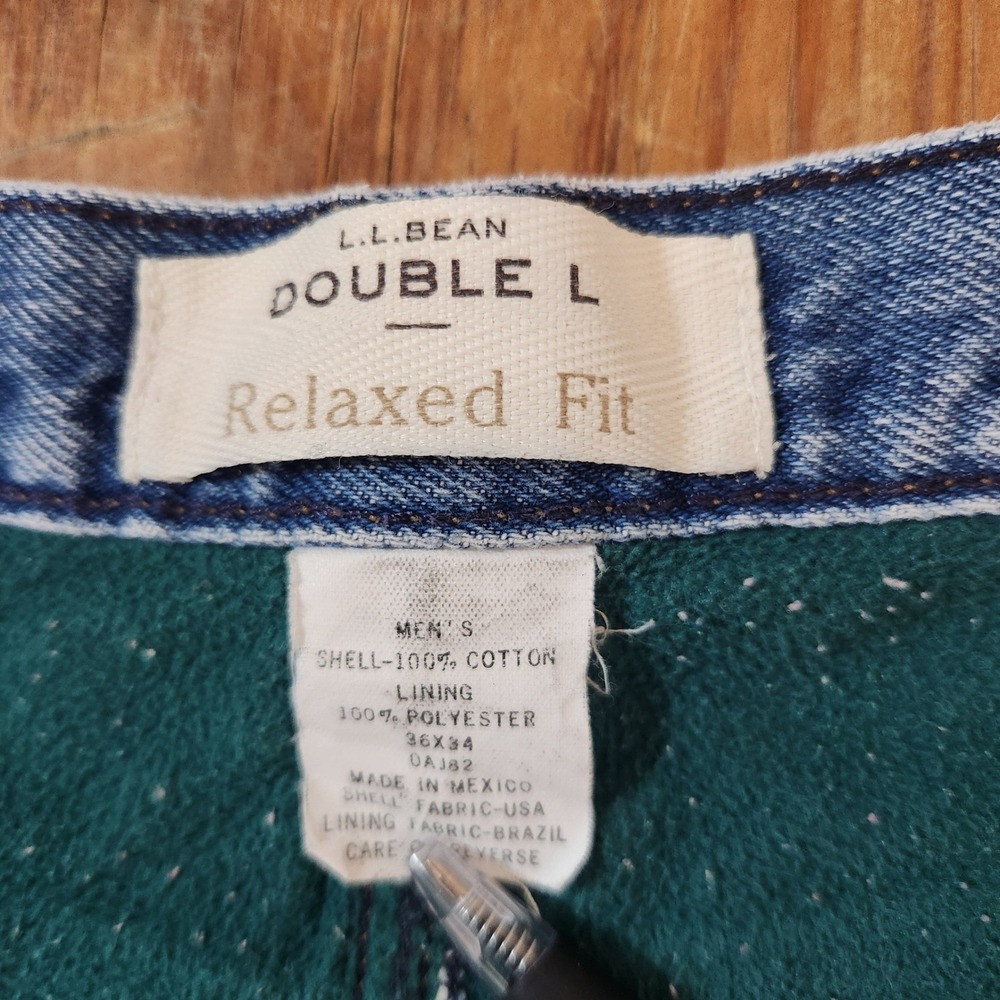 L.L. Bean Double L Men's Fleece Lined Jeans Pants Relaxed Fit 36x32 Outdoor - Picture 7 of 7